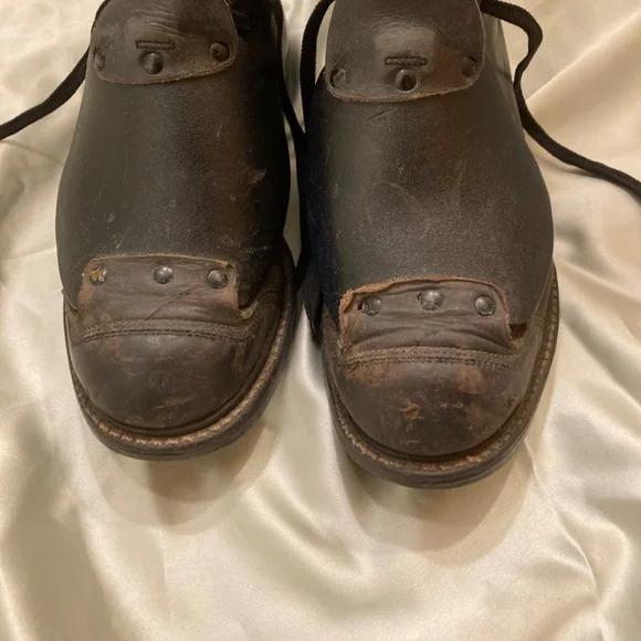 RARE Vintage Black Hy-test Steel Toe Metatarsal Safety Ankle Shoes Boots 1960s - Picture 3 of 12